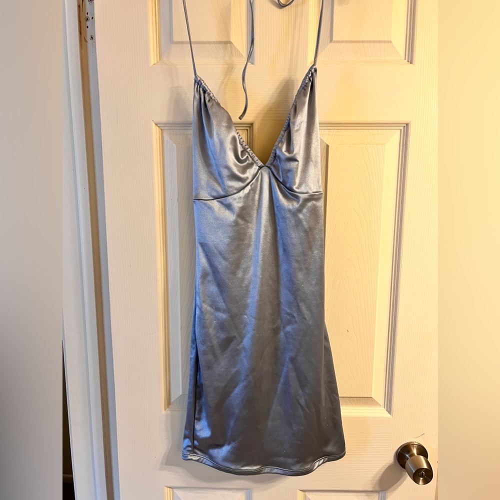 garage satin blue/grey dress